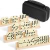 BATURU Jumbo Double 6 Dominos Set for Adults, Extra-Thick 28 Large Tiles with 4 Wooden Racks, Portable Travel Case, Premium Dominoes Set for Adults, Kids, Classic Family Game Night & Party Games view 1