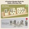 BATURU Jumbo Double 6 Dominos Set for Adults, Extra-Thick 28 Large Tiles with 4 Wooden Racks, Portable Travel Case, Premium Dominoes Set for Adults, Kids, Classic Family Game Night & Party Games view 3