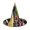 BGSHJVF Cocktail Glasses And Wine Bottles Print Halloween Witch Hat Cosplay Caps Halloween Decoration Costume Accessories For Party view 1