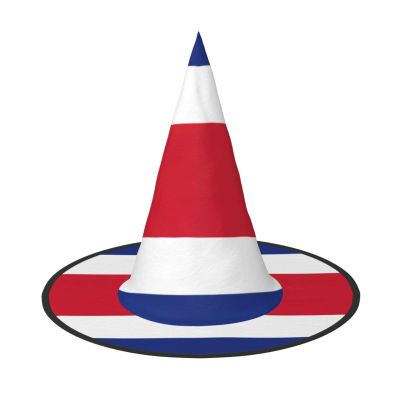 BGSHJVF Flag Of Costa Rica Print Halloween Witch Hat Cosplay Caps Halloween Decoration Costume Accessories For Party