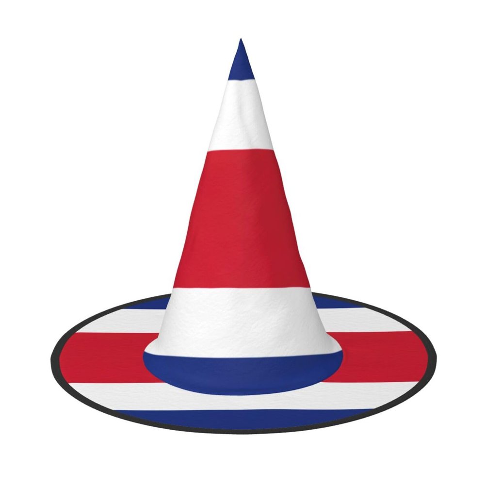 BGSHJVF Flag Of Costa Rica Print Halloween Witch Hat Cosplay Caps Halloween Decoration Costume Accessories For Party