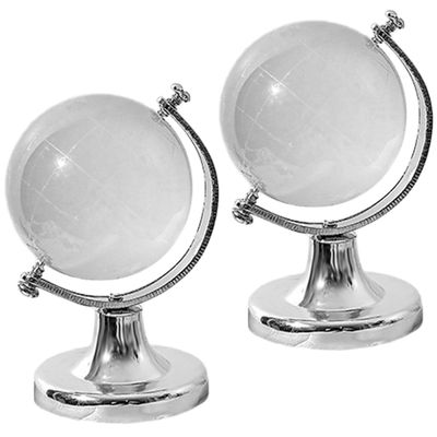 CIYODO World Map Globe Adornment 2pcs Crystal Floating Earth Globes Wall Decor for Home