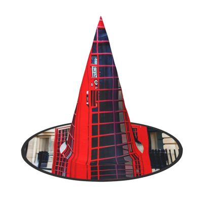 BGSHJVF Telephone Booth Print Halloween Witch Hat Cosplay Caps Halloween Decoration Costume Accessories For Party