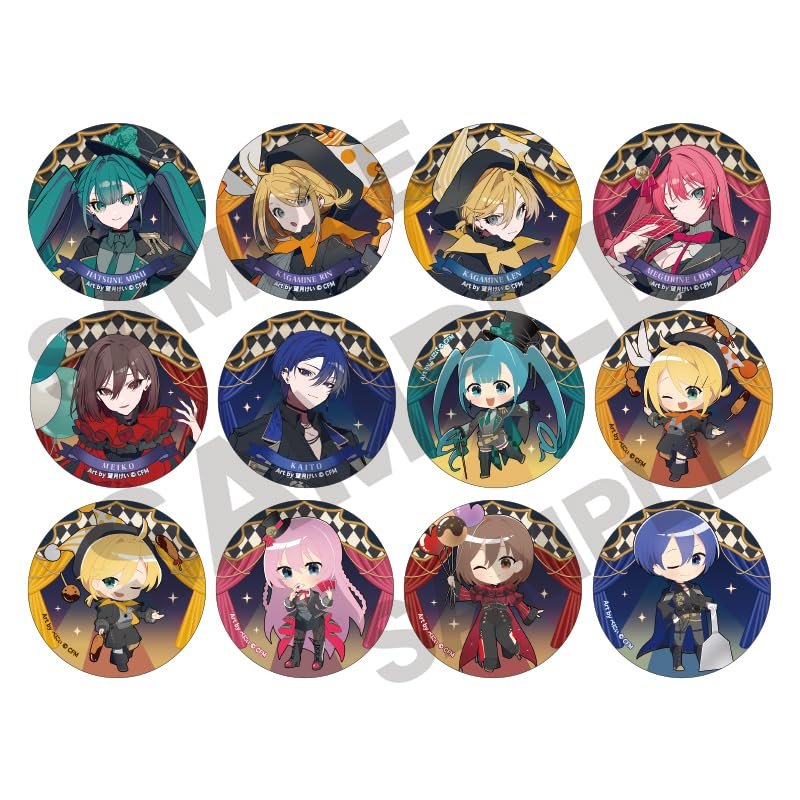 Klux Hatsune Miku Trading Can Badge Circus 1 Box Diameter Approx. 2.2 inches (56 mm), Made of Tin