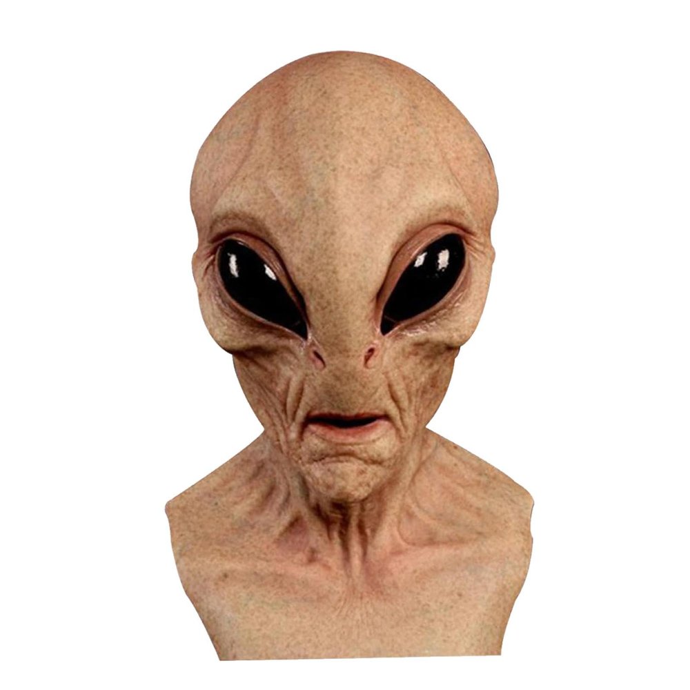 Alien Face Masque, Full Head Halloween Latex Alien Headgear, Scary Masque Cosplay Accessory Props for Halloween, Christmas, Easter, Carnival Perfect for Halloween Events and Parties