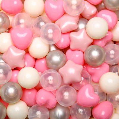 TRENDPLAY Ball Pit Balls Stars : Different Shapes - Mix Stars Shapes for Kids, Perfect for Parties, Pink Green Blue White Gray 50 100 200 500 Pack (Mix Pink, 100)