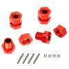 4 Set Extended Aluminum Wheel Hex Nut Set W/Pins for Arrma 6S 1/8 Outcast/Talion/Kraton/Notorious/1/7 Fireteam/Big Rock,17mm Extend Wheel Hex&Nut,Widen Wheeling Hex Hub Adapter Upgrade AR310484-Red view 1