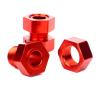 4 Set Extended Aluminum Wheel Hex Nut Set W/Pins for Arrma 6S 1/8 Outcast/Talion/Kraton/Notorious/1/7 Fireteam/Big Rock,17mm Extend Wheel Hex&Nut,Widen Wheeling Hex Hub Adapter Upgrade AR310484-Red view 3