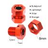 4 Set Extended Aluminum Wheel Hex Nut Set W/Pins for Arrma 6S 1/8 Outcast/Talion/Kraton/Notorious/1/7 Fireteam/Big Rock,17mm Extend Wheel Hex&Nut,Widen Wheeling Hex Hub Adapter Upgrade AR310484-Red view 4