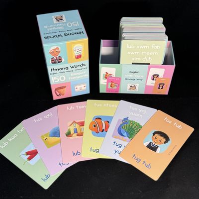 Bilingual Hmong Flashcards for Toddlers, Preschoolers, Adults, ESL, Colors, Shapes, Animals, Family, Weather, Talking