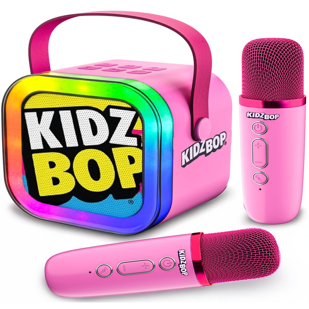 Move2Play, Kidz Bop Mini Karaoke Machine for Kids | Official Kidz Bop | Bluetooth Speaker with Microphones | Toddler Music Toy | 3, 4, 5, 6, 7+ Year Old Gift | Toy for Girls, Boys, & Toddler