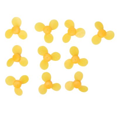 10Pcs Toy Propeller ABS Plastic 3 Blades Fan Model Yellow 743Y2A, DIY Toy Accessories, Suitable for mini Fans, Electric Toys, Reinforced Concrete Boats, and Education Toys