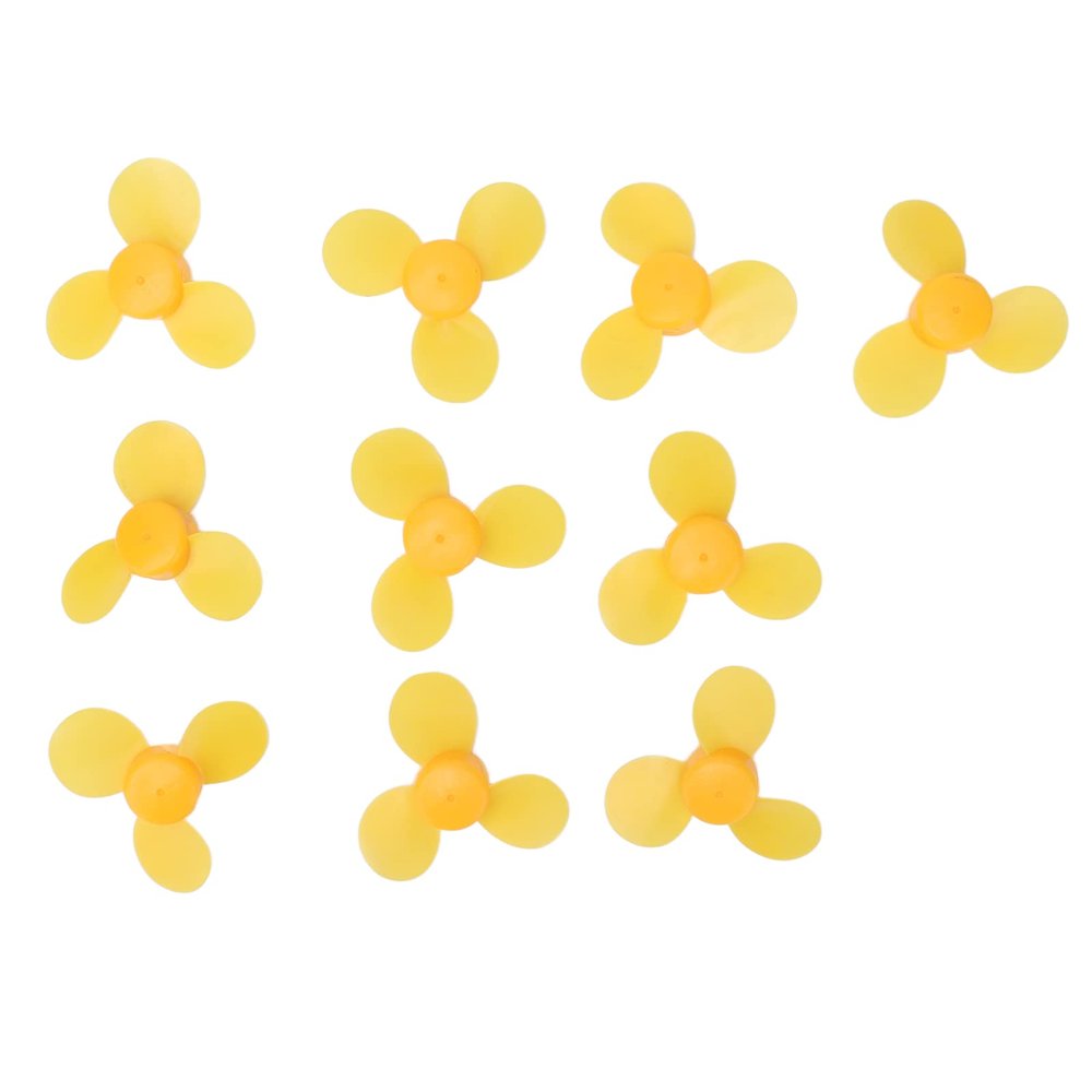 10Pcs Toy Propeller ABS Plastic 3 Blades Fan Model Yellow 743Y2A, DIY Toy Accessories, Suitable for mini Fans, Electric Toys, Reinforced Concrete Boats, and Education Toys