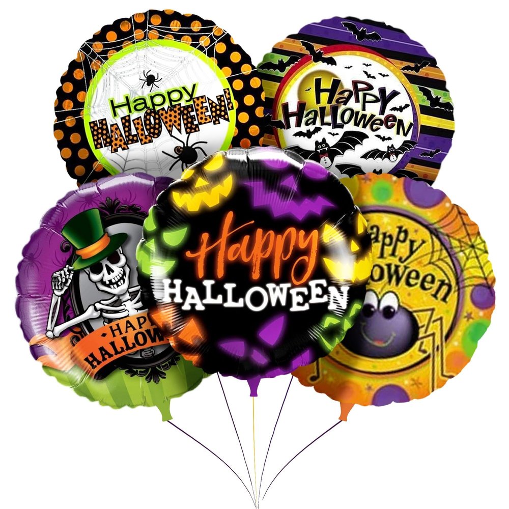 PMU 10Pcs Halloween Foil Balloons 18 Inch, Fun Mylar Balloons for Halloween Party Dcor, Spooky Balloons Decorations