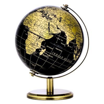Exerz 5.5" Globe Black & Golden, Mini World Globe Educational Geographic - Bronze Arc and Base