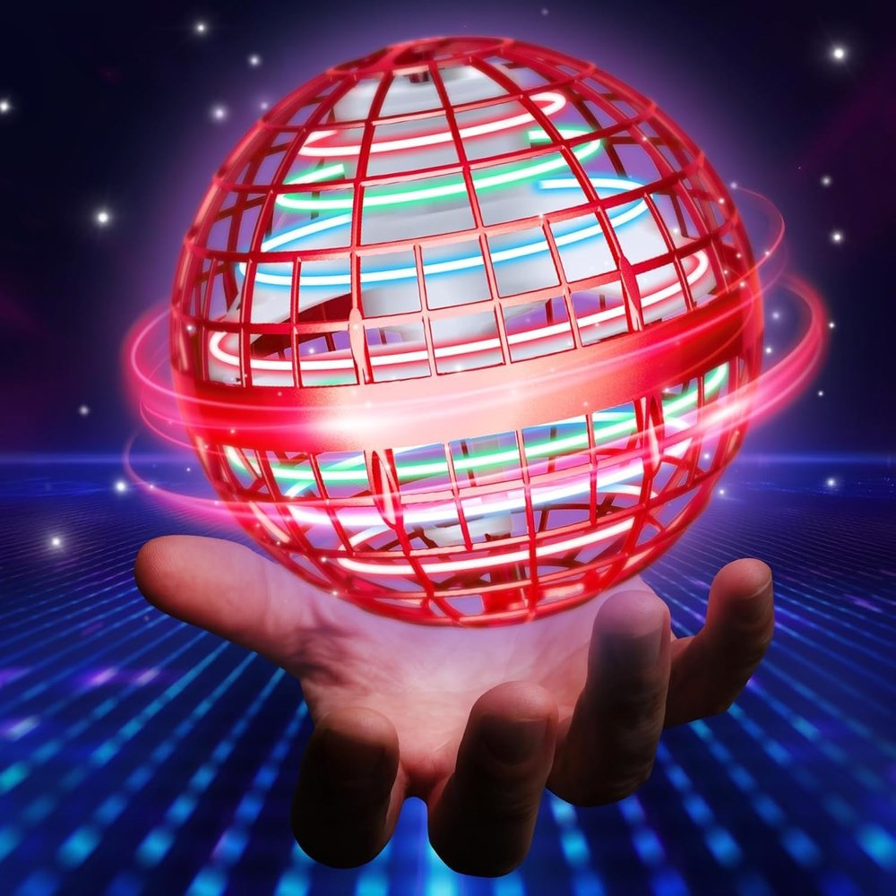 UROINT 2026 Flying Orb Ball for Kids, Magical Galaxy Hover Cosmic Space Boomerang Rotating Floating Mini Hand Drone Stocking Stuffer Xmas Toys for Girls Boys Teen Age 6 7 8 9 10+ Red