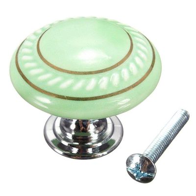 10pcs Chinese Style Round Ceramic Door Knob -VintaHand Painted Pull - Kid's Children's Furniture Drawer Handles Decorative - (Color: Green)