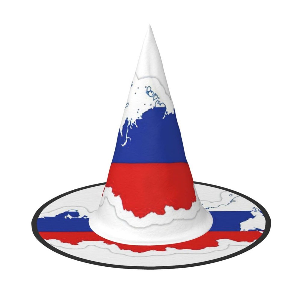 BGSHJVF Russian Flag Map Print Halloween Witch Hat Cosplay Caps Halloween Decoration Costume Accessories For Party