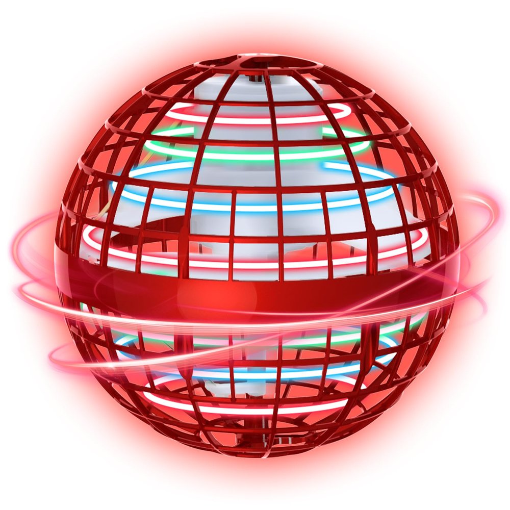 2026 Flying Orb Ball Toy - Christmas Cool Novelty Gift Hover Ball Galaxy Boomerang Hand Drone Magic Floating Ball Orbit Mini Outdoor Fidget Toy Stocking Stuffer for Kids Boys Girls Teens - (Red)
