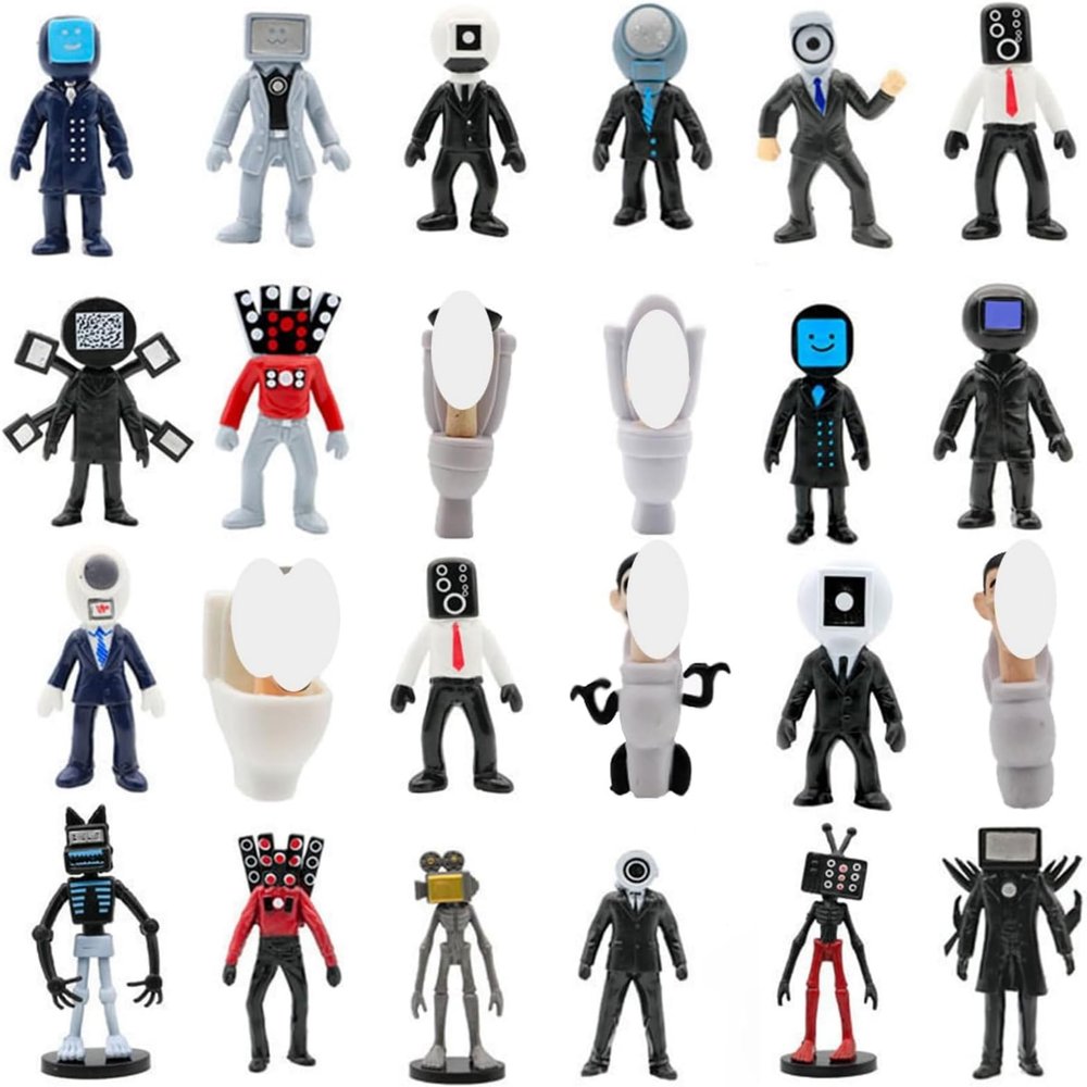 24PCS Toilet Figure Doll Set - Toilet Cameraman, Horror Game Model Building Toy Animation Toys - Suitable for Game Fans, Birthday for Friends