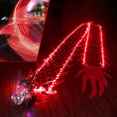 Kunovo Dragon Poi Red LED Dragon Poi Traditional Fitness Flinging Ribbon, Dragon Design Spinning & Shaking Poi with Light up, Outdoor Sports Dragon Dance Ribbon(6 m (20 ft))