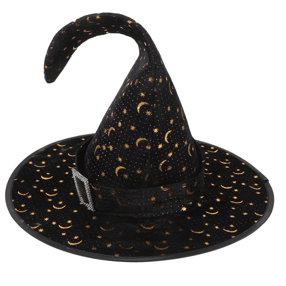 COLLBATH Pets Party Witch Hat Decoration for Halloween Cosplay Lightweight Reusable Headdress Star and Moon Patterns for Themed Events and Parties