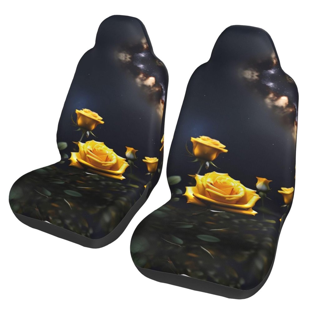SamLng Beautiful Yellow Roses Universal Car Seat Covers - Front Seats Protector Compatible with Cars, SUVs, Sedans, Trucks