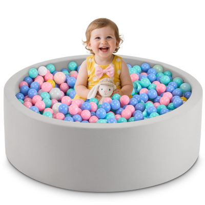 Aunekiv 35.4" x 11.8" Foam Ball Pit for Toddlers, Baby Round Balls Pool for Babies 1-3, Kids Play Ball Pits Ideal Gift for Boys and Girls, Balls Not Included, Grey