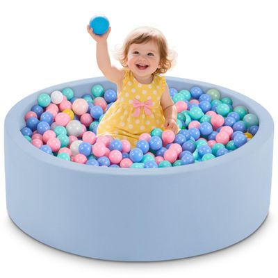 Aunekiv 35.4" x 11.8" Foam Ball Pit for Toddlers, Baby Round Balls Pool for Babies 1-3, Kids Play Ball Pits Ideal Gift for Boys and Girls, Balls Not Included, Lightblue