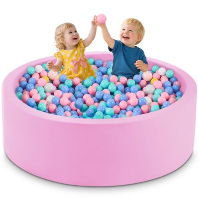 Aunekiv 47.2" x 15.7" Foam Ball Pit for Toddlers, Baby Round Balls Pool for Babies 1-3, Kids Play Ball Pits Ideal Gift for Boys and Girls, Balls Not Included, Pink