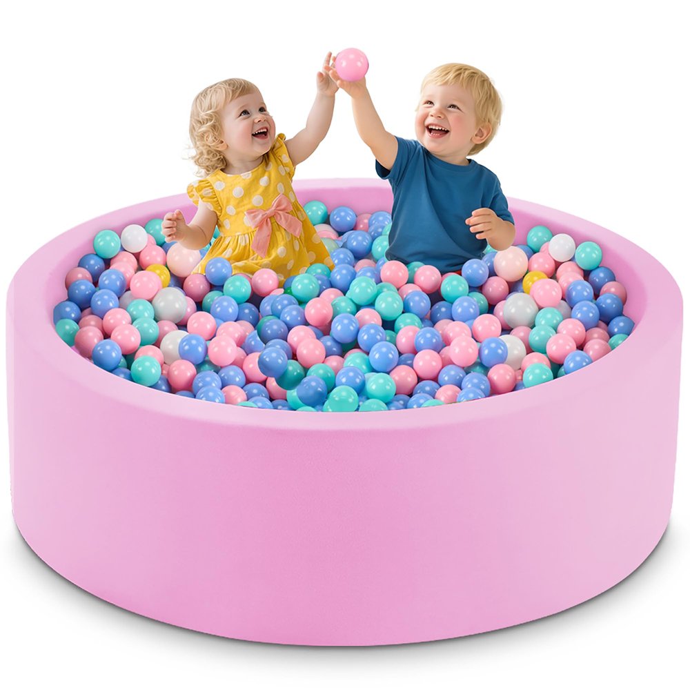 Aunekiv 47.2" x 15.7" Foam Ball Pit for Toddlers, Baby Round Balls Pool for Babies 1-3, Kids Play Ball Pits Ideal Gift for Boys and Girls, Balls Not Included, Pink