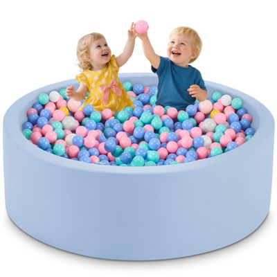 Aunekiv 47.2" x 15.7" Foam Ball Pit for Toddlers, Baby Round Balls Pool for Babies 1-3, Kids Play Ball Pits Ideal Gift for Boys and Girls, Balls Not Included, Lightblue