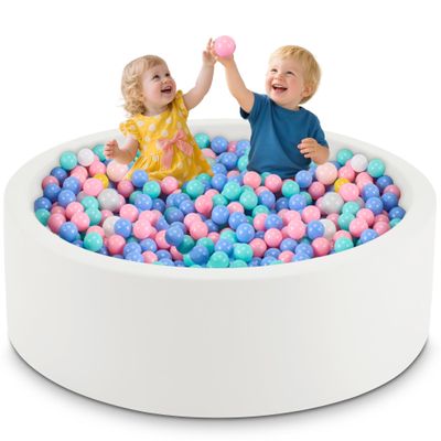 Aunekiv 47.2" x 15.7" Foam Ball Pit for Toddlers, Baby Round Balls Pool for Babies 1-3, Kids Play Ball Pits Ideal Gift for Boys and Girls, Balls Not Included, White