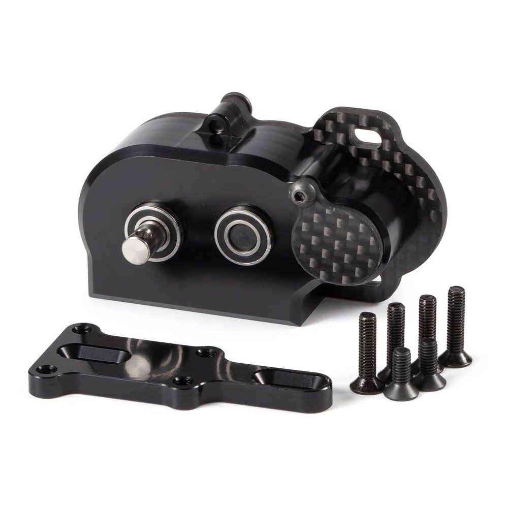 LCG Transmission NOD Tiny Gearbox with Adapter Plate for Straight Axle Axial AR44 AR45 AR60 Enduro Vanquish F9 F10 (Black)