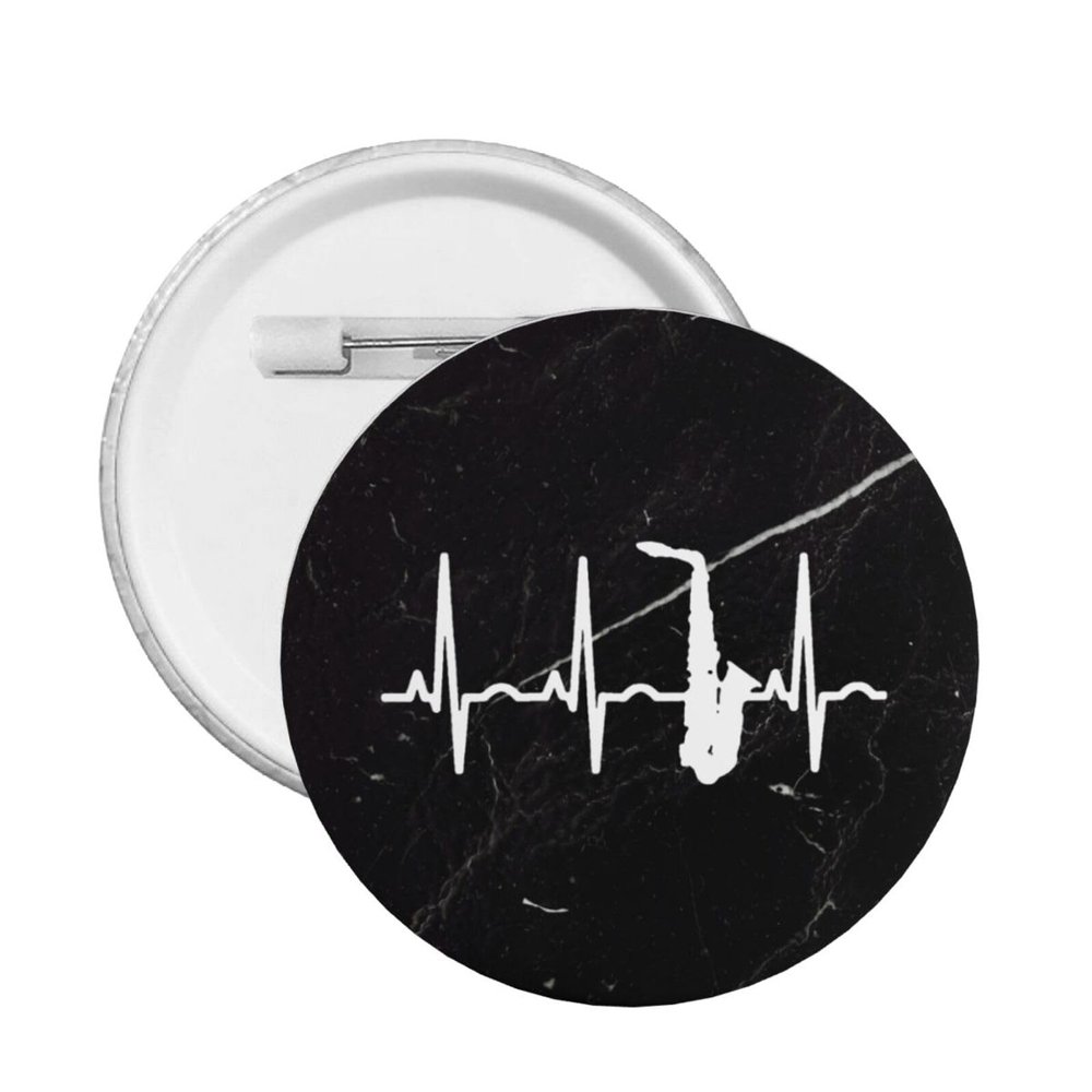 Saxophone Heartbeat Buttons Pins Novelty Decoration Round Badge 1 PC