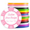 100 Custom Poker Chips, Drink Token Chips Imprinted with Personalized Logo, Image or Text, Double Sided Full Color Print Custom Tokens for Bars, Party, Poker Games, Casino Night (Pink, 40MM) view 1