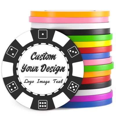 100 Custom Poker Chips, Drink Token Chips Imprinted with Personalized Logo, Image or Text, Double Sided Full Color Print Custom Tokens for Bars, Party, Poker Games, Casino Night (Black, 40MM)