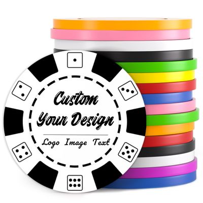 100 Custom Poker Chips, Drink Token Chips Imprinted with Personalized Logo, Image or Text, Double Sided Full Color Print Custom Tokens for Bars, Party, Poker Games, Casino Night (White, 40MM)