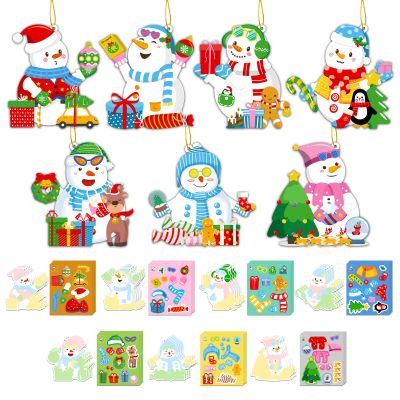 28 Pack Christmas DIY Crafts Kit for Kids, Make Your Own Christmas Snowman Ornaments Xmas Stickers Cutouts Arts and Crafts Bulk for Kids Winter Holiday Xmas Classroom Art Activities Party Decorations