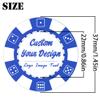 100 Custom Poker Chips, Drink Token Chips Imprinted with Personalized Logo, Image or Text, Double Sided Full Color Print Custom Tokens for Bars, Party, Poker Games, Casino Night (Blue, 37MM) view 2