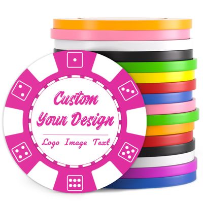 100 Custom Poker Chips, Drink Token Chips Imprinted with Personalized Logo, Image or Text, Double Sided Full Color Print Custom Tokens for Bars, Party, Poker Games, Casino Night (Rose Red, 37MM)