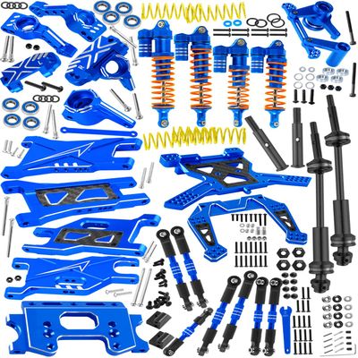 RcarmubWow RC Upgrades Part for 1/10 Slash 2WD,Driveshafts,Shock Absorbers &Suspension Arms &Turnbuckles Links&Caster Blocks &Steering Block &Stub Axle Carriers &Shock Towers &Bulkhead,Navy Blue