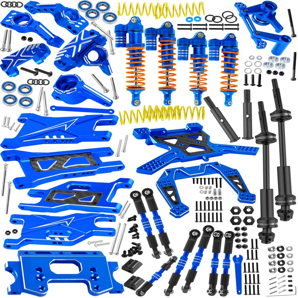RcarmubWow RC Upgrades Part for 1/10 Slash 2WD,Driveshafts,Shock Absorbers &Suspension Arms &Turnbuckles Links&Caster Blocks &Steering Block &Stub Axle Carriers &Shock Towers &Bulkhead,Navy Blue