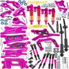 RcarmubWow RC Upgrades Part for 1/10 Slash 2WD,Driveshafts,Shock Absorbers &Suspension Arms &Turnbuckles Links&Caster Blocks &Steering Block &Stub Axle Carriers &Shock Towers &Bulkhead,Pink view 1