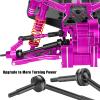 RcarmubWow RC Upgrades Part for 1/10 Slash 2WD,Driveshafts,Shock Absorbers &Suspension Arms &Turnbuckles Links&Caster Blocks &Steering Block &Stub Axle Carriers &Shock Towers &Bulkhead,Pink view 3