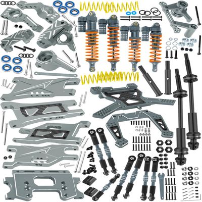 RcarmubWow RC Upgrades Part for 1/10 Slash 2WD,Driveshafts,Shock Absorbers &Suspension Arms &Turnbuckles Links&Caster Blocks &Steering Block &Stub Axle Carriers &Shock Towers &Bulkhead,Titanium
