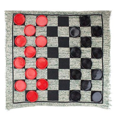 Vdaxvme Portable Large Checkers Set with Reversible Rug Indoor and Outdoor Board Game for and Family Easy to Use