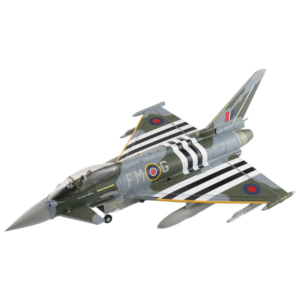 Hobby Master | 1:72 Scale Diecast Military Aircrafts | Eurofighter Typhoon FGR4 ZJ913/FM-G, RAF, 2024 (w/2 x ASRAAM, 4 x AIM-120, 3 x Fuel Tank) | Model HA6626