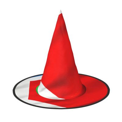 BGSHJVF Costa Rica Flag Print Halloween Witch Hat Cosplay Caps Halloween Decoration Costume Accessories For Party