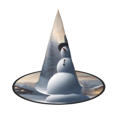 BGSHJVF Christmas Snowman Print Halloween Witch Hat Cosplay Caps Halloween Decoration Costume Accessories For Party